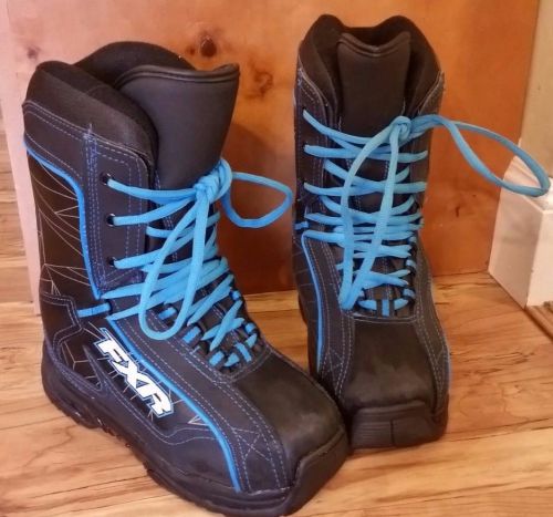 Fxr racing x cross womens snowboard skiing sled snowmobile boots black blue 10
