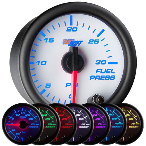 2 1/16&#034; glowshift white face 30 psi electrical fuel pressure gauge w sensor