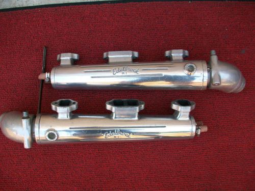 Edelbrock m1 small block chevrolet exhaust boat logs &#034;vintage&#034;