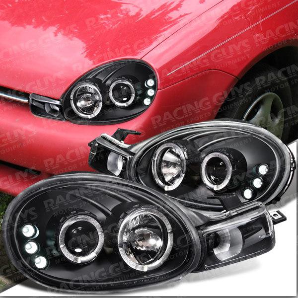 00 01 02 dodge neon led halo projector headlight headlights black 2/4 dr/door 