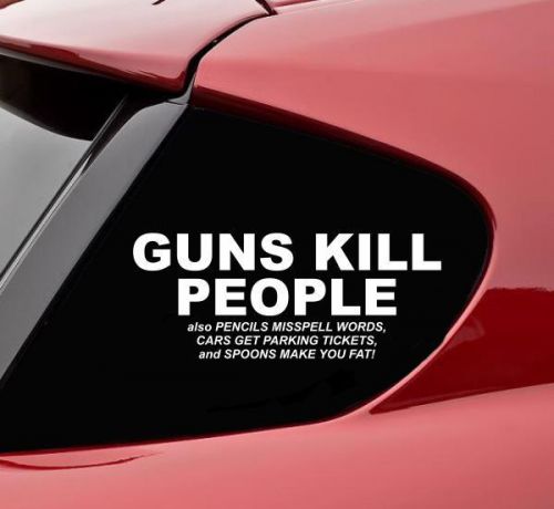 Guns kill people also pencils misspell vinyl decal sticker bumper funny ammo car