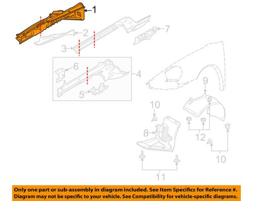 Porsche oem 05-13 911 fender-upper rail right 99750193601grv