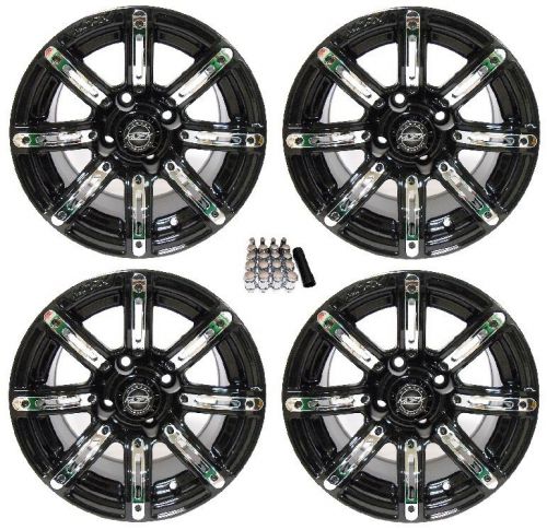 Madjax 14&#034; illusion black/chrome golf cart wheels/rims yamaha