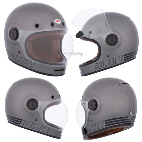 Bell helmet bullitt matte retro metallic titanium large full face motorcycle