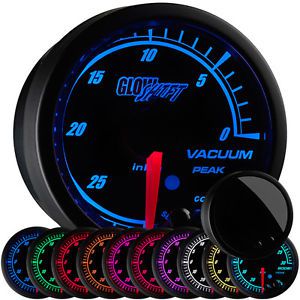 Glowshift 2 1/16 elite 10 color vacuum vac gauge w. 10 color display &amp; sensor