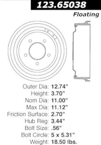 Centric parts 123.65038 rear brake drum