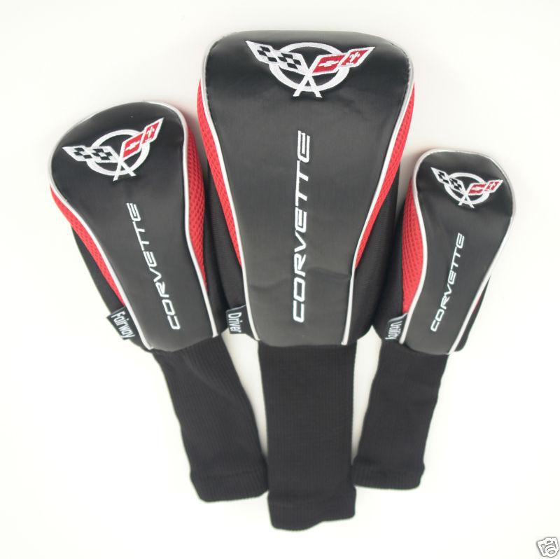 1997-2004 c5 corvette golf club headcover set, 3 pieces - new