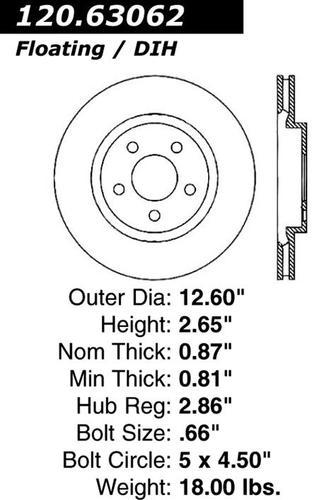 Centric 125.63062 rear brake rotor/disc-high carbon rotor