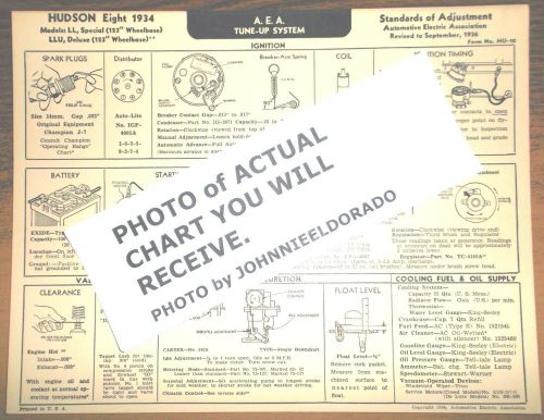 1934 hudson eight series ll, special &amp; llu, deluxe models aea tune up chart