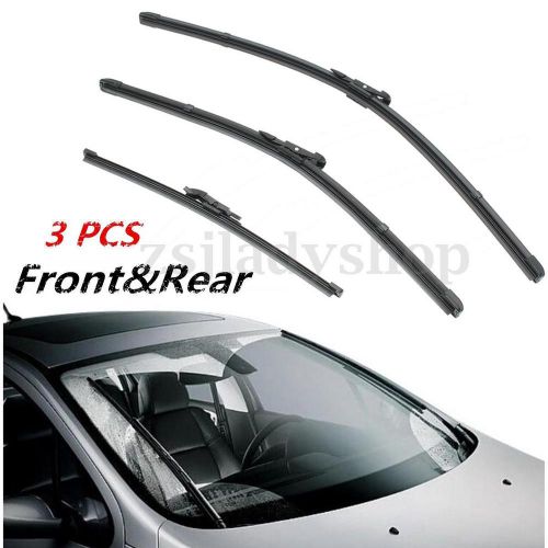 3pcs front &amp; rear car windscreen wiper blade for 04-12 bmw 1 series hatchbacks