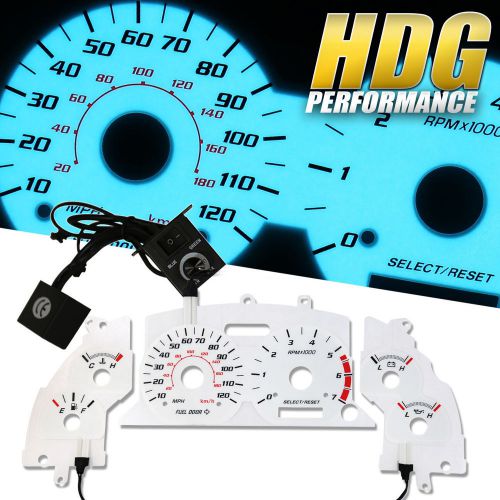 1999-2004 ford mustang reverse indiglo overlay glow gauge face cluster upgrade