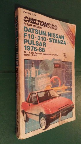 Chilton&#039;s 7196 datsun nissan f10 310 stanza pulsar 1976-88 repair manual book