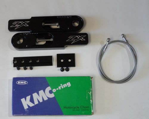 Kawasaki zx6 zx9 zx12 zx14 black swingarm extension package 9750 tensil chain