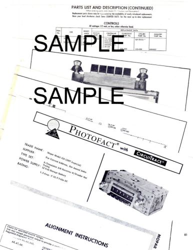 1967 mercury comet cougar 67 model m7tb fm stereo adapter service manual ar47-6