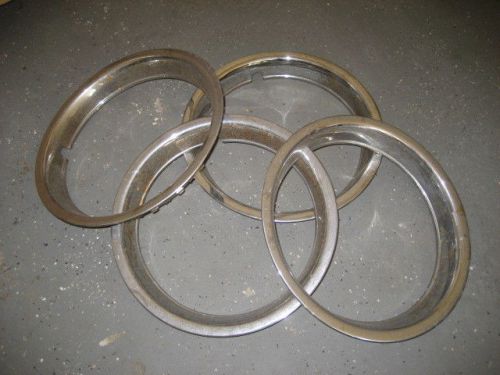 1970-73 4 pc set 15&#034; stainless steel chrome outer trim rings