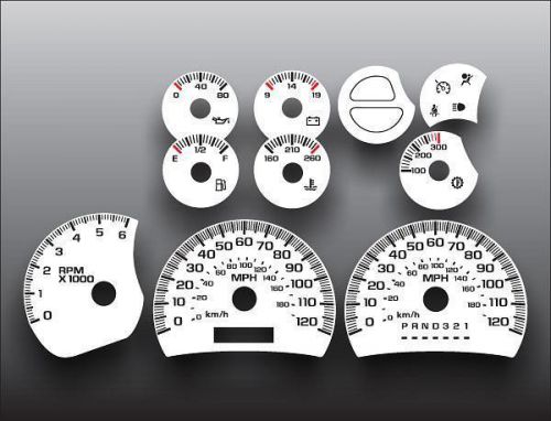 2003-2007 silverado truck gas dash instrument cluster white face gauges 03-07