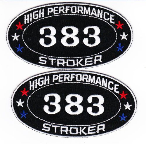 2 chevy 383 stroker sew/iron patches embroidered muscle car engines