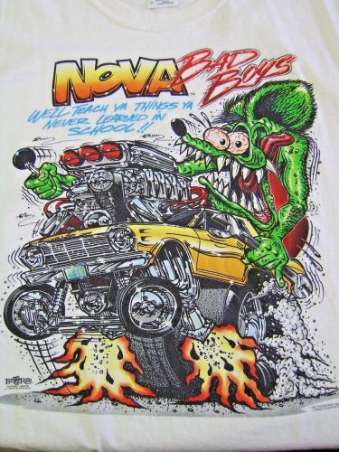 Nova hot rod bad boys rat fink white t-shirt men&#039;s size medium m 100% cotton