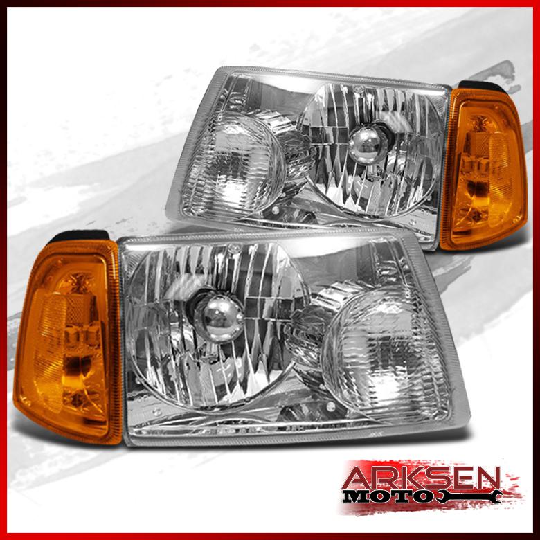 01-08 ford ranger pickup clear headlights+corner signal lamps lights pair set