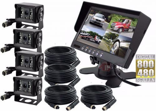 7&#034; split 4 screen monitor 4x 4pin ir reversing ccd camera 33ft for truck bus van