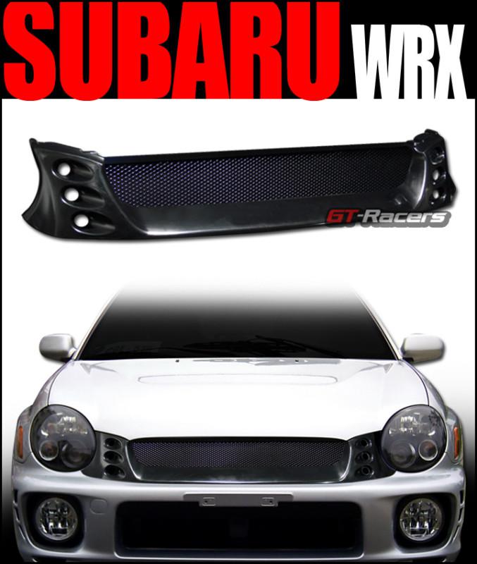 Blk zero aluminum mesh front hood bumper grill grille abs 2002-2003 impreza wrx