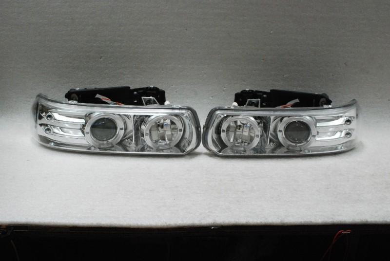 00-06 tahoe silverado silverado halo chrome projector headlights lamps