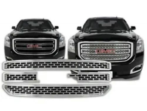 2015-2020 gmc yukon xl chrome snap on grille overlay 3 bar grill covers inserts