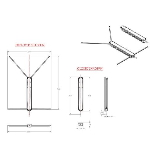 Taco marine shadefin™ with white fabric, case &amp; fixed rod holder mount kit