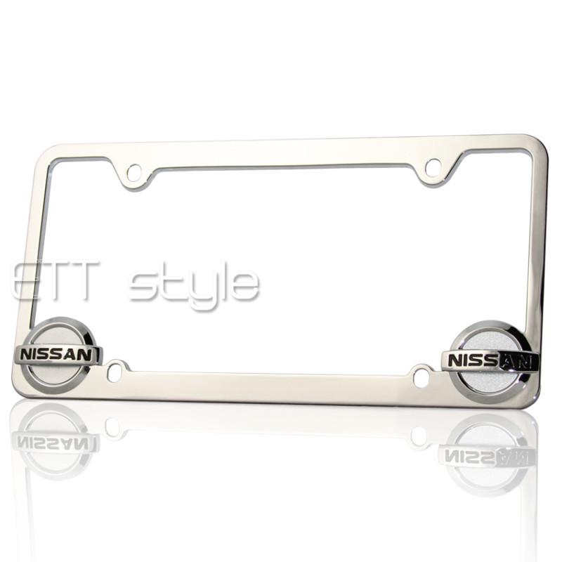 Officially licensed 3d nissan logo die cast chrome finish license plate frame