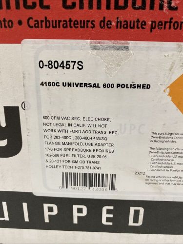 Holley 600 cfm  4160c polished aluminum carburetor electric choke 0-80457s