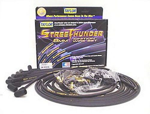 Taylor 51018 8mm street thunder; ignition wire set; custom fit 6 cyl.; black;