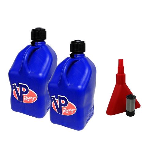 Vp racing 2 pack square blue 5 gallon race gas alcohol can fuel jug-fuel funnel