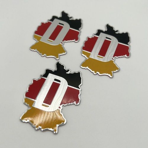 3 pcs germany flag car emblem badge decal deutschland sticker 2&#034;x 2.75” aluminum