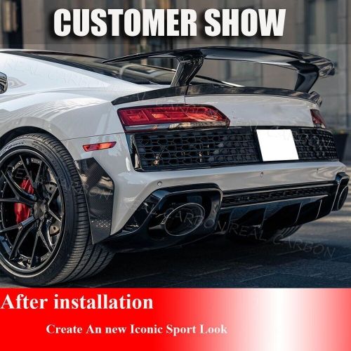 For audi r8 v10 coupe gen 2 16-22 rear trunk spoiler wing lip real carbon fiber