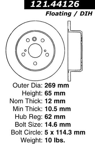 Centric 121.44126 rear brake rotor/disc-c-tek standard rotor