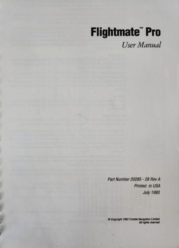 Trimble navigation flightmate pro gps 1993 user manual