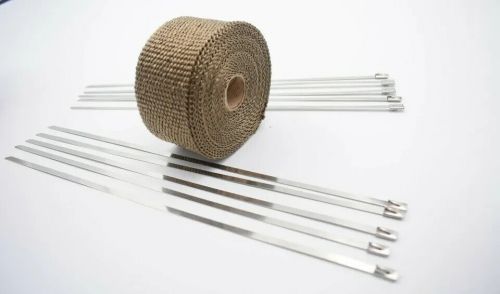 Titanium exhaust heat wrap 10m +10 ties bandage tape roll for downpipe manifold