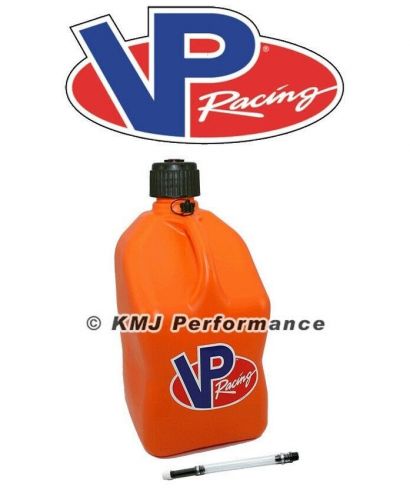 Vp fuel orange square 5 gallon racing fuel gas jug + 1 hose usmts ump wissota