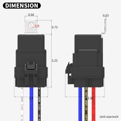 Daiertek 12v relay with built-in diode &amp; 12 awg harness socket 30a/40a 8 pcs