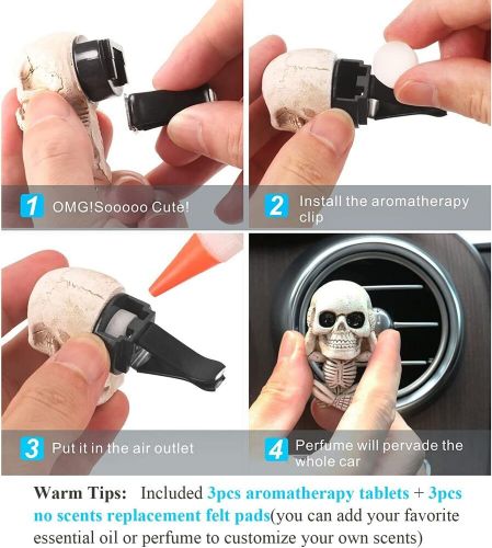 Cool skull car decor for truck air fresheners vent clips, 3-no evil