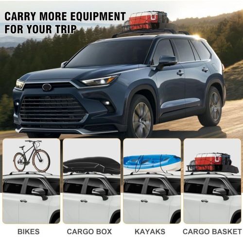 Heavy duty black upgraded roof rack crossbar for toyota grand highlander 2024