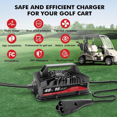 15 amp golf cart charger for 48 volt ezgo &amp; txt with 3-pin delta-q plug