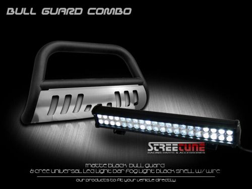 Matte black bull bar guard+skid+120w led light for 07+ silverado/sierra 2500 hd