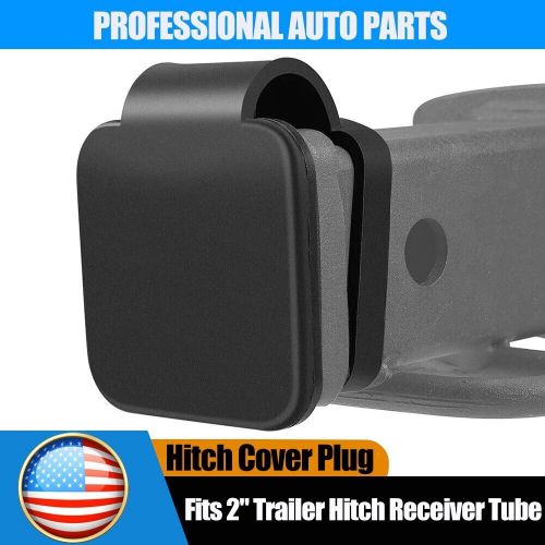 2&#034; black rubber hitch receiver cover tow trailer tube plug cap 4-way flat insert