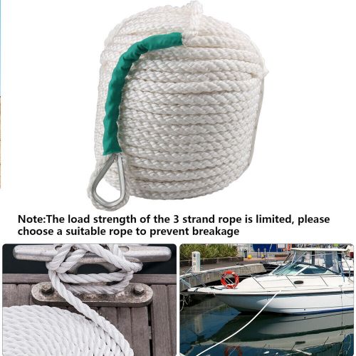 1/2&#034; x100 twisted 3 braided strand nylon anchor dockline rope boat line sailboat