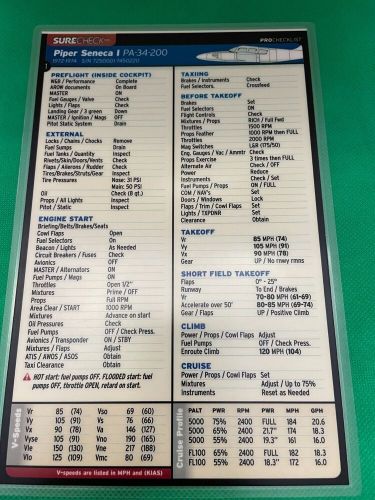 Surecheck pro checklist - piper seneca pa-34-200 1972-1974