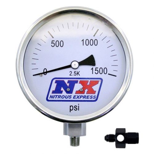 Nitrous express 15542 - 4&#034; liquid filled nitrous pressure gauge with 6an