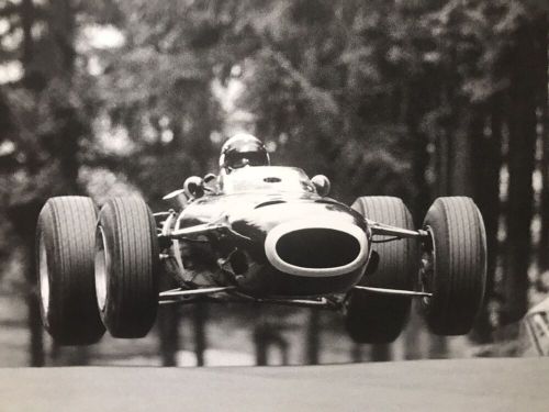 Jackie stewart ,brm 261 airborne german grand prix 1966 great vintage car poster