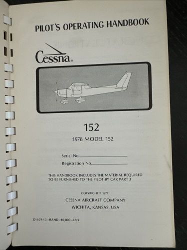 1978 cessna 152 pilot&#039;s operating handbook free shipping