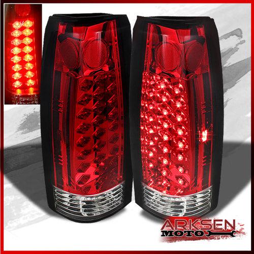 88-98 c10 c/k pickup sierra suburban tahoe yukon red clear led tail lights lamps